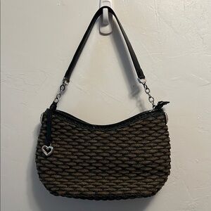 Brighton Black and Brown Shoulder Bag with Woven Texture